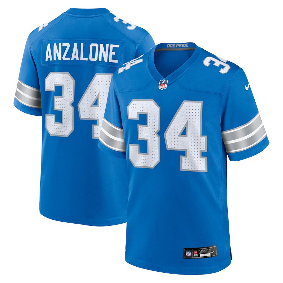 Men Detroit Lions #34 Alex Anzalone Nike Blue Game NFL Jersey